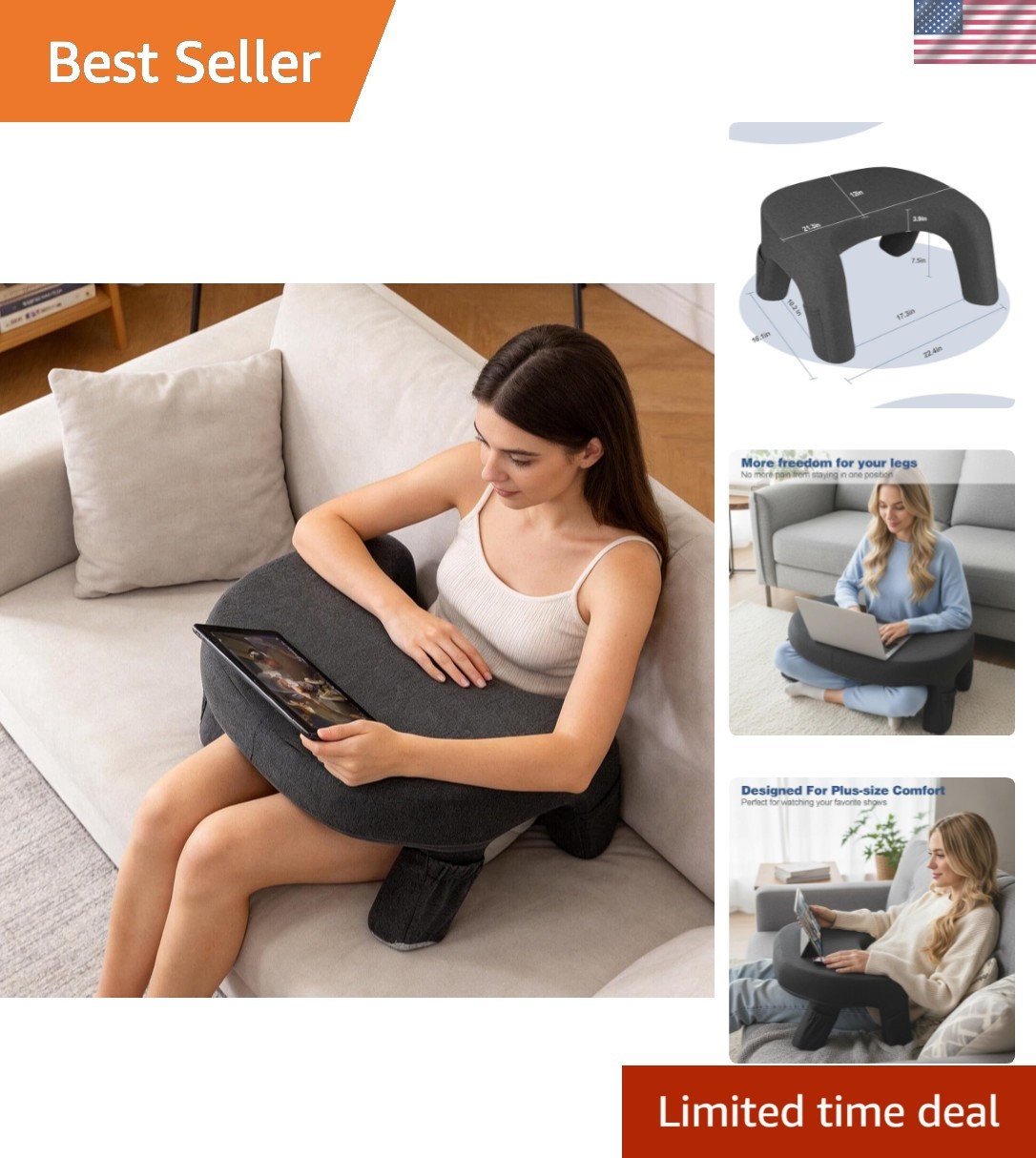 Laptop Desk for Couch and Bed with Arm Rest, Reading Pillow for Bed with Armr...
