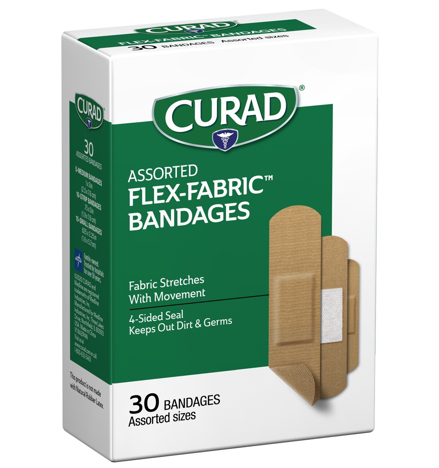 Curad Flex-Fabric Assorted Sizes Bandages, (30 Ct.) CUR47314RB
