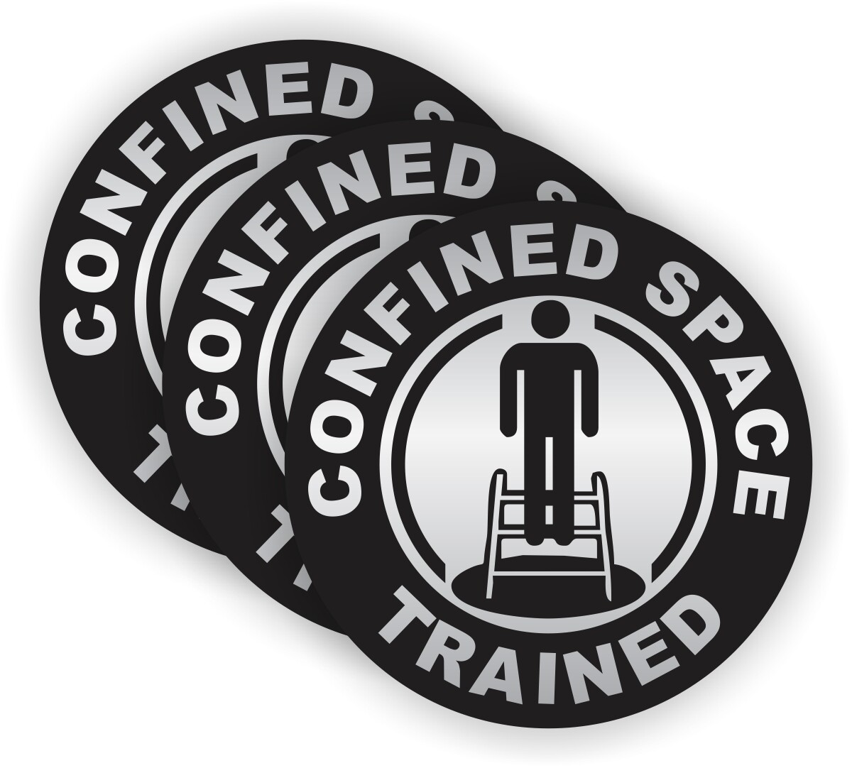 3 Confined Space Trained Hard Hat Stickers | Safety Helmet Decals USA -SLVR