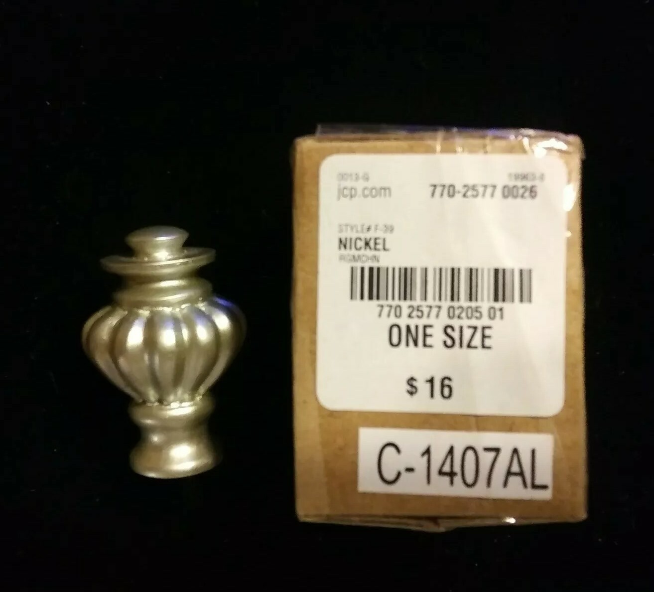 LAMP SHADE FINIAL 2" GRECIAN URN SILVER NICKEL COLOR RETIRED JC PENNEY HOME $16