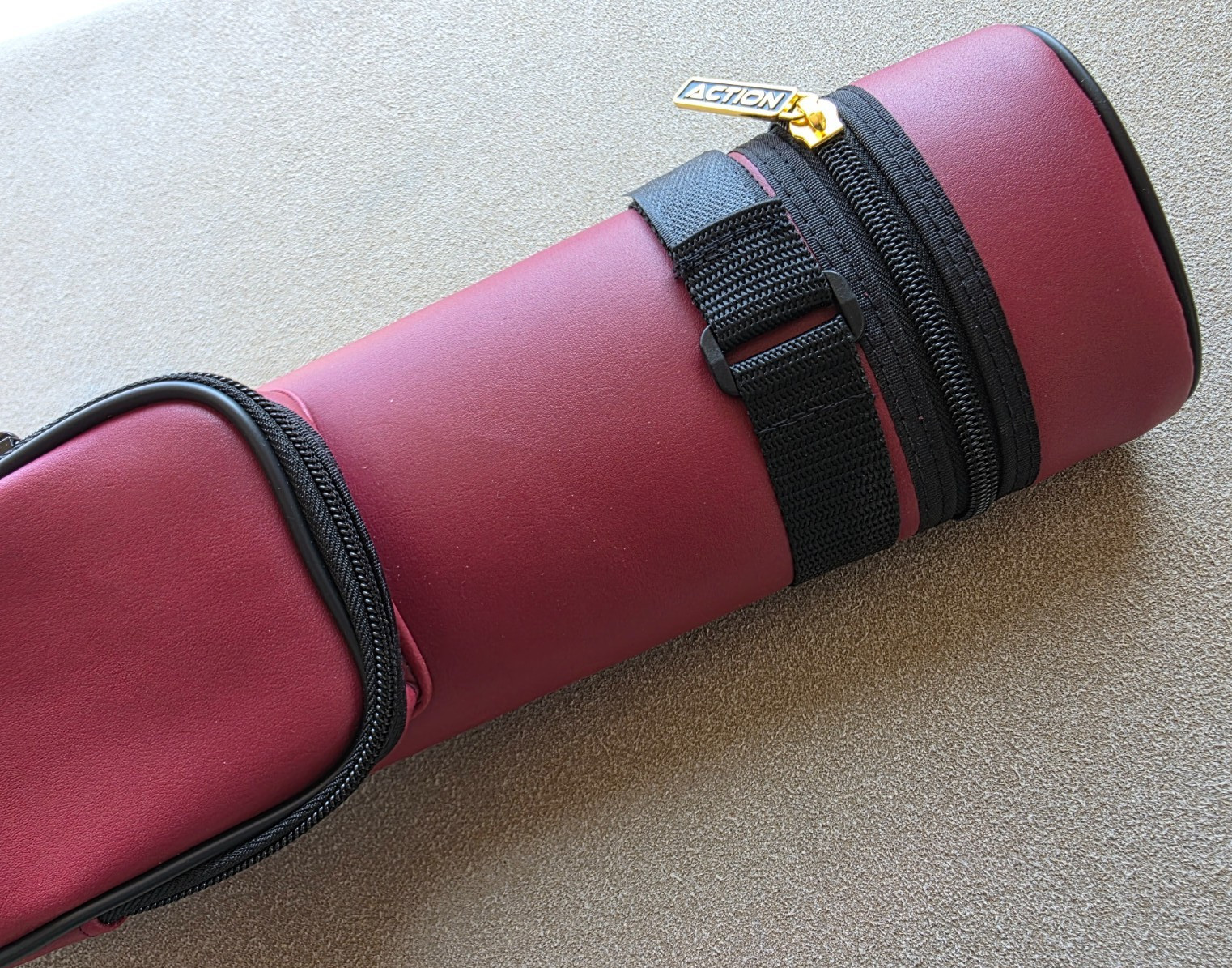 Action AC22 2x2 Hard Pool Cue Case,  Burgundy,  2 butts 2 shafts, FREE SHIPPING