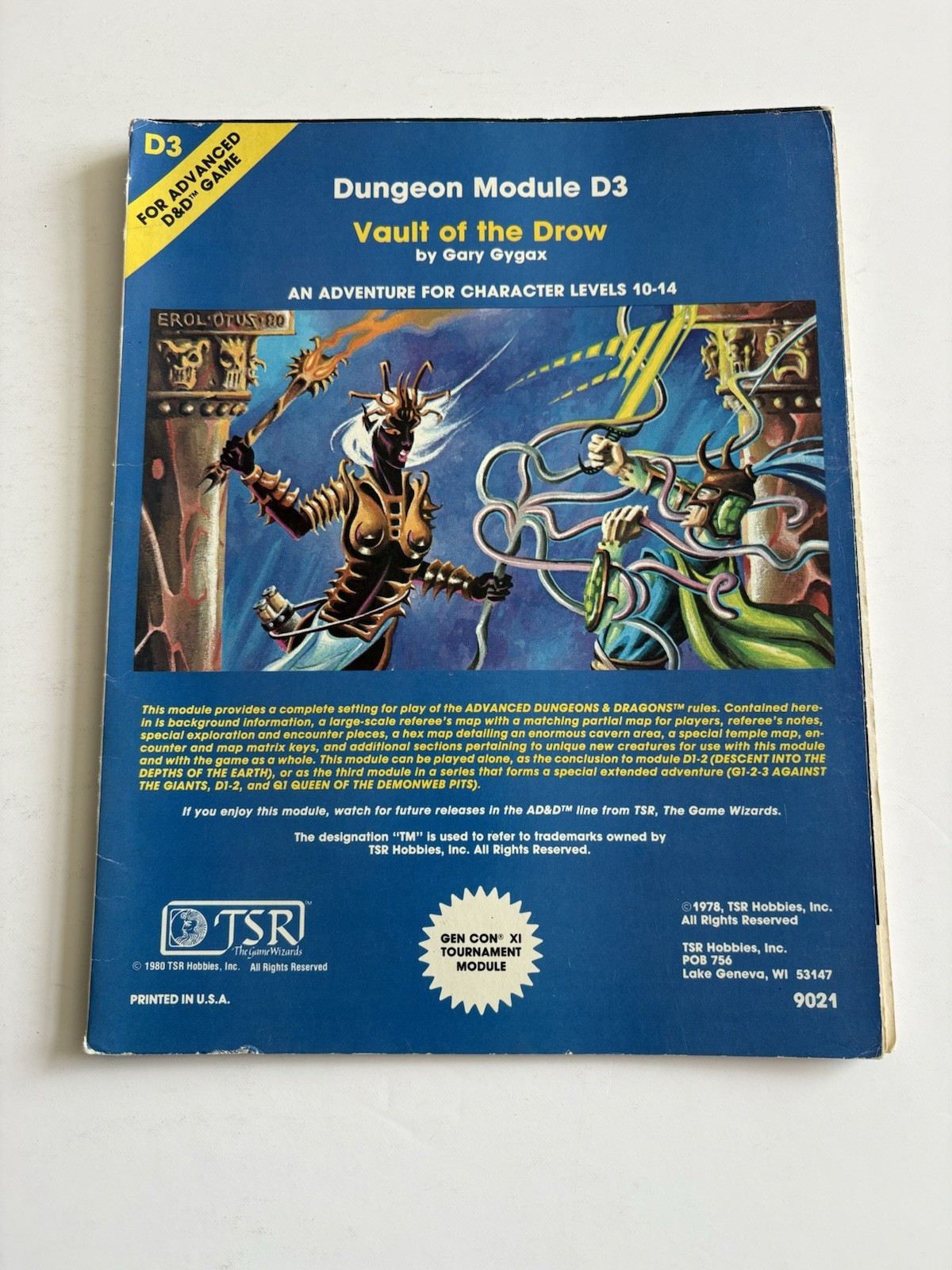 Advanced Dungeons and Dragons Vault Of The Drow D3 TSR 1980