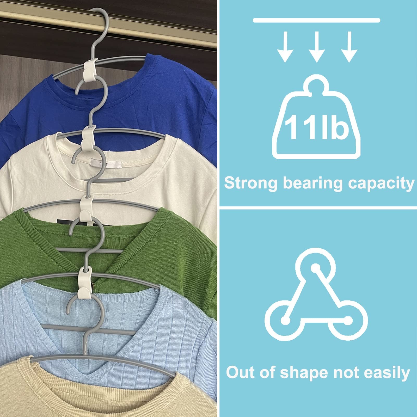 Clothes Hanger Connector Hooks, Space Saver Connector Hooks,5-Colors Hanger E...