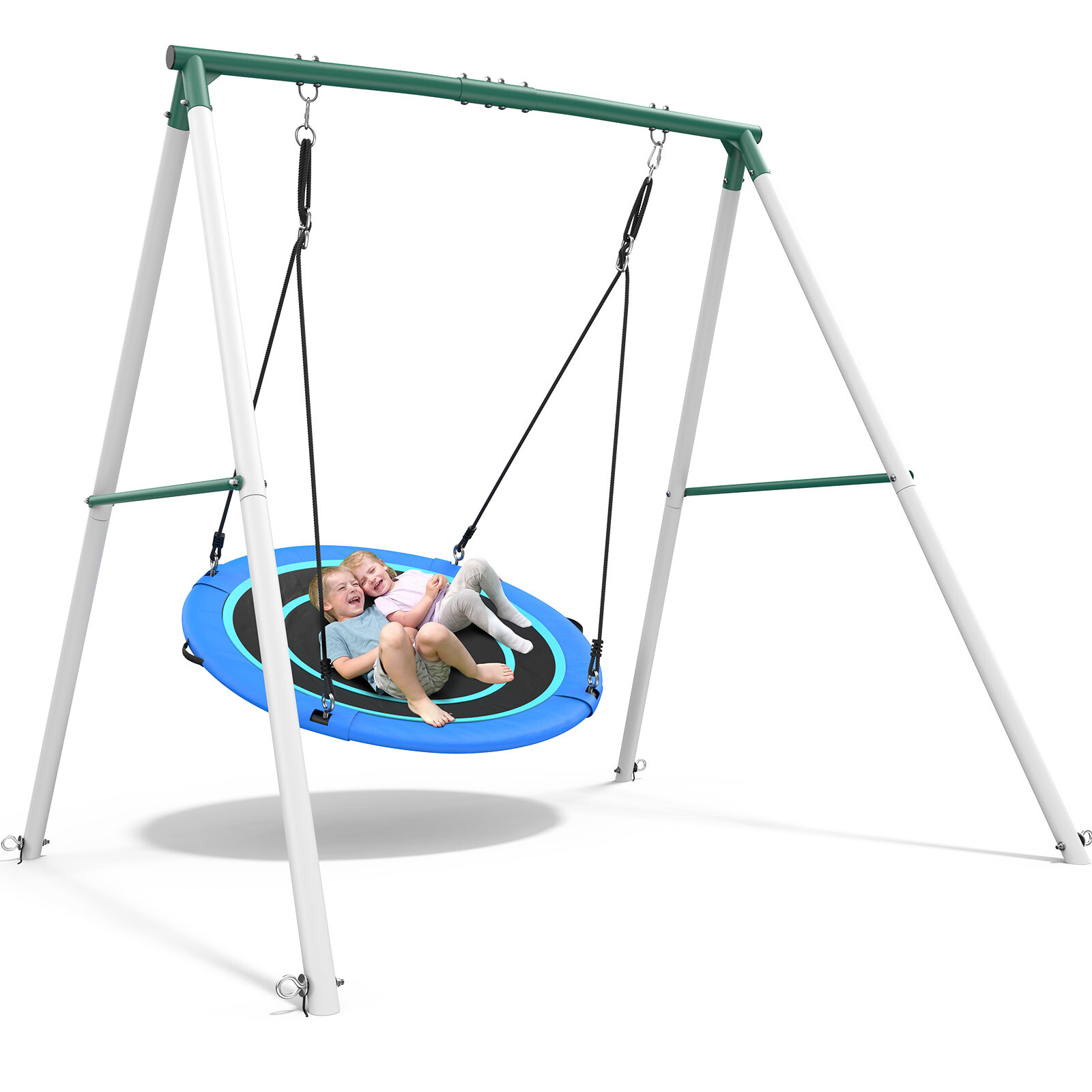 500lbs Heavy Duty Metal Swing Set for Kids Backyard with 50" Large Saucer Swing