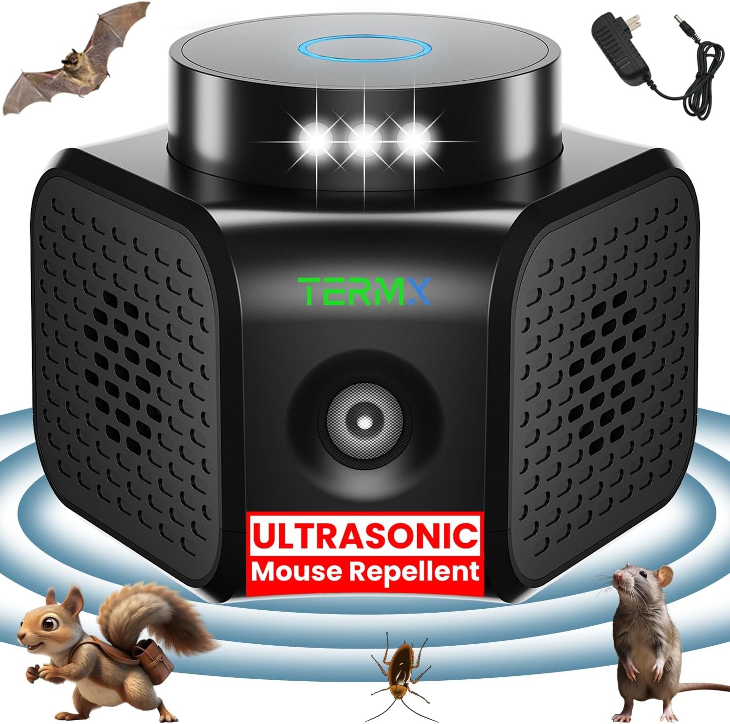 Repelente Plagas Ultrasónico Interior Enchufe 4 Modos Ratones Insectos