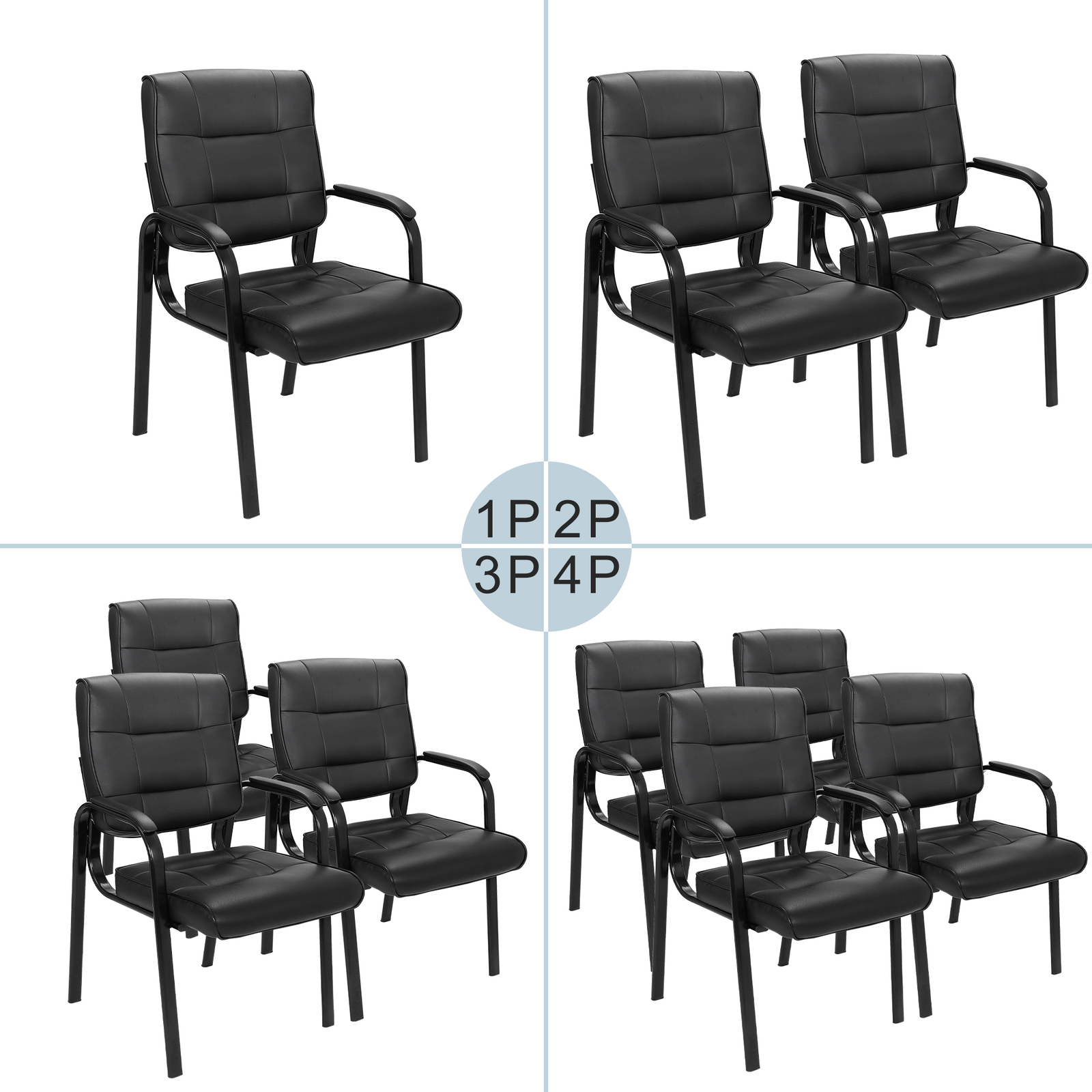 1/2/3/4 PCS Office Guest Chair Leather Reception Wating Room Chair w/Metal Frame