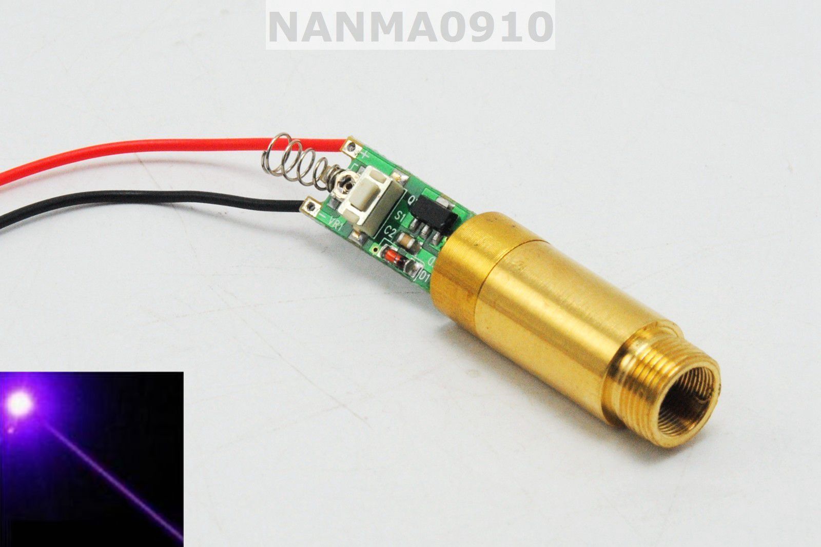 Industrial APC 405nm 100mW Purple Violet/Blue Laser DOT Module 3.7V-4.2V Driver