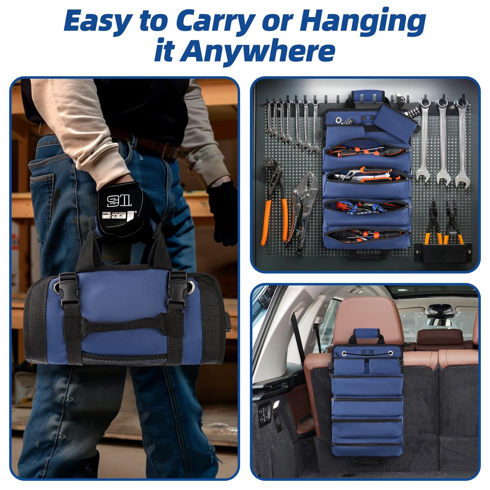 Tool Roll Bag, Heavy Duty Tool Organizer Roll Up, Portable Tool Storage Bag E...