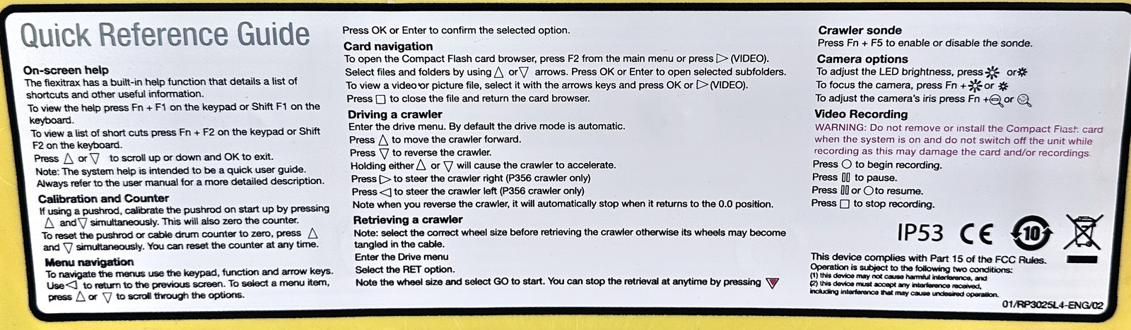 SPX Pearpoint P350 Flexitrax Crawler and Camera Controller for Sewer Drain Pipe