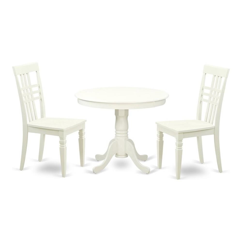 East West Furniture Antique 3-piece Traditional Wood Dining Set in White