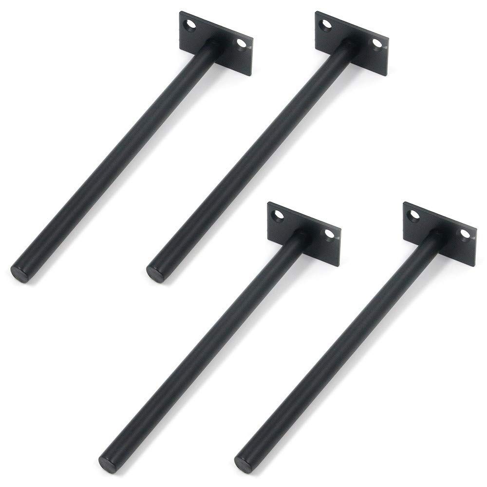7.87" Rod Black Floating Shelf Brackets Blind Hidden Steel Heavy Duty 4 PCS