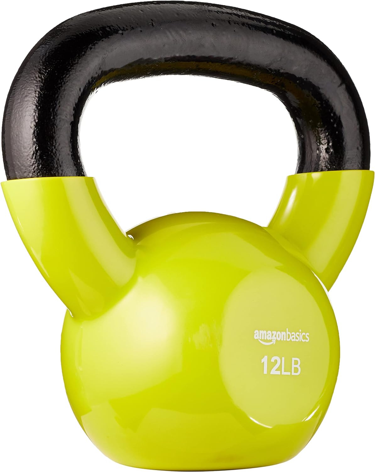 12 lb Vinyl Kettlebell – Cast Iron Strength Training Weight, Yellow