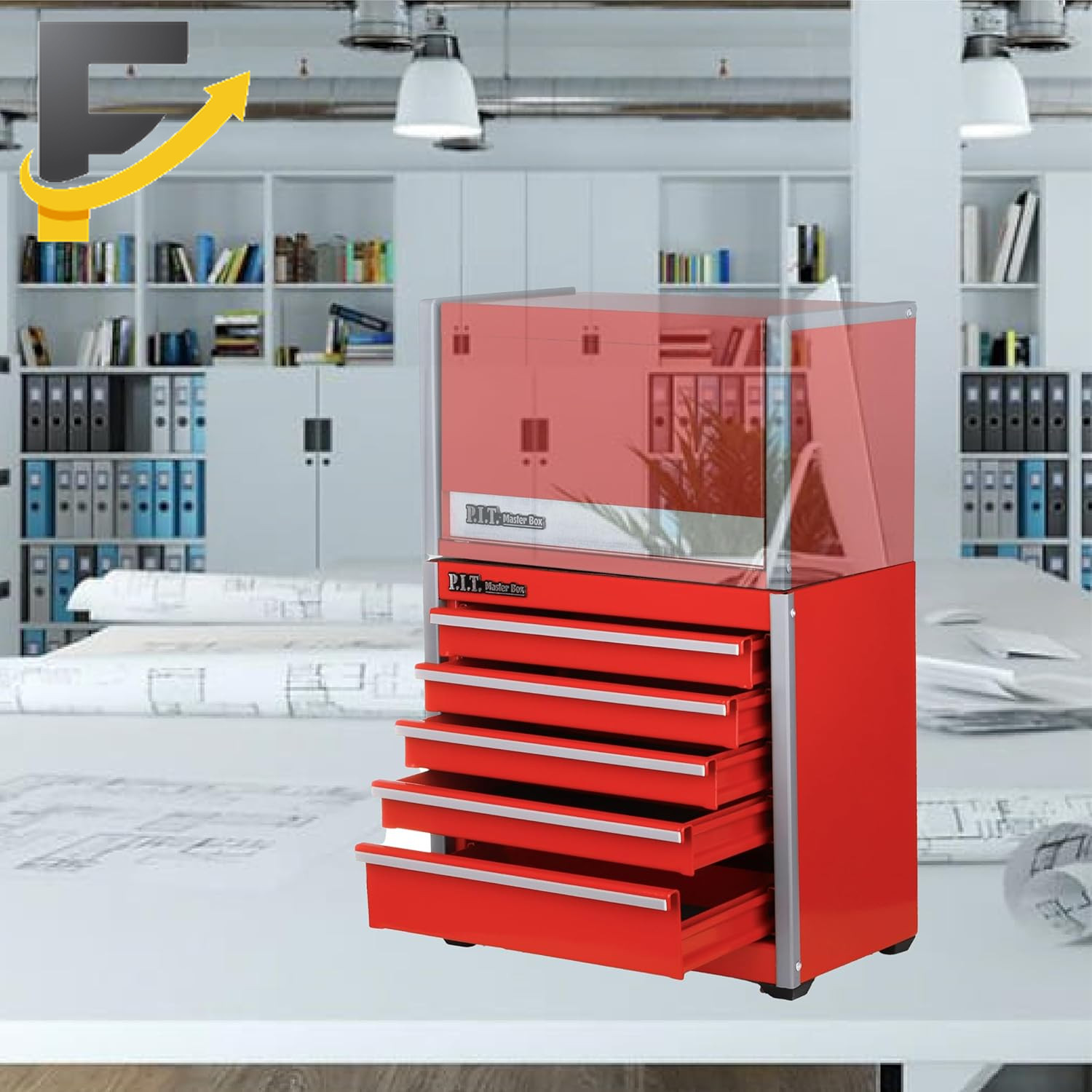 Mini Red Tool Box Portable 5-Drawer Micro Roll Cab Steel Tool Box with Liner Red