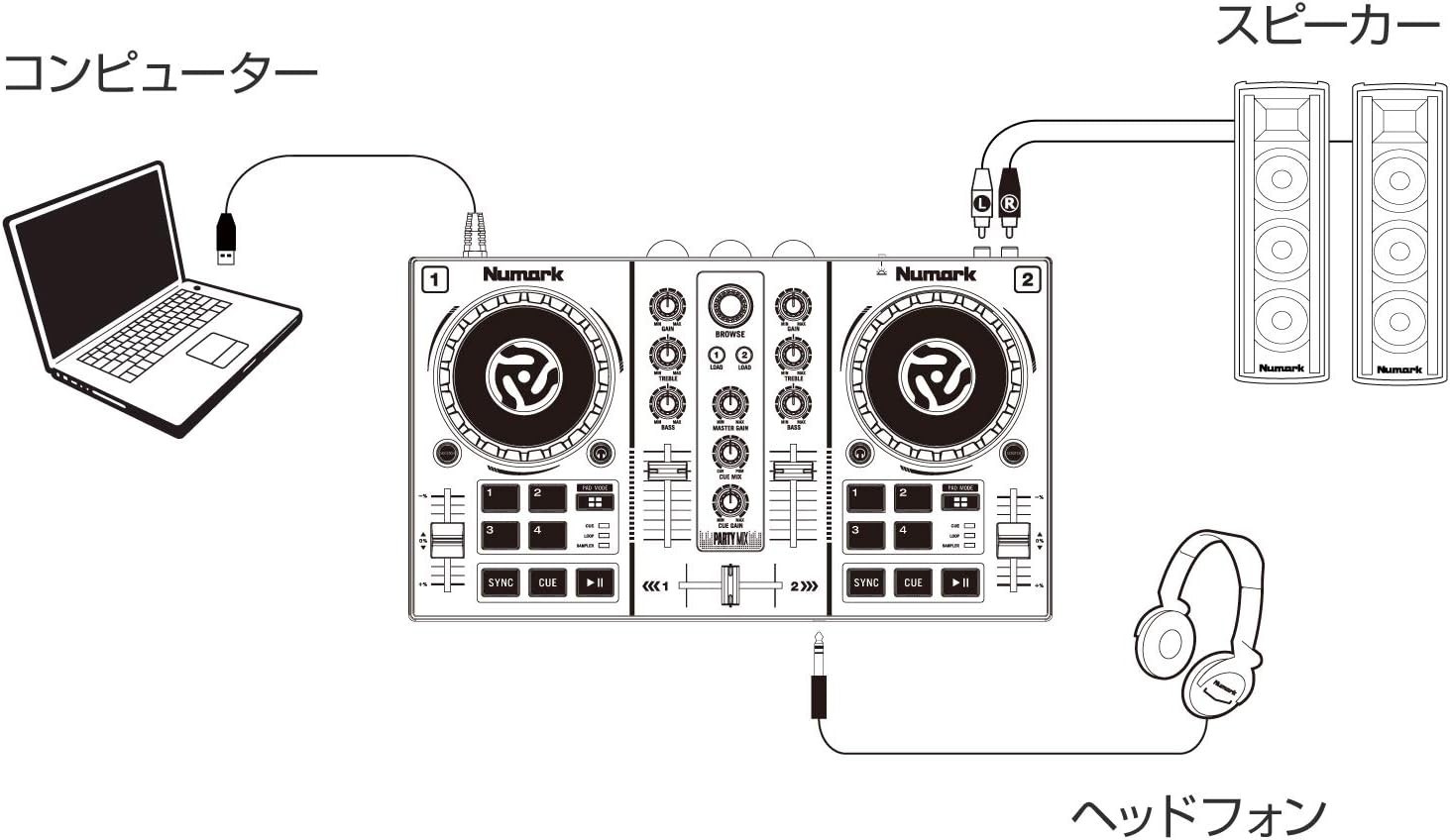 Numark Party Mix DJ Controller LED Lights Serato DJ Lite Portable