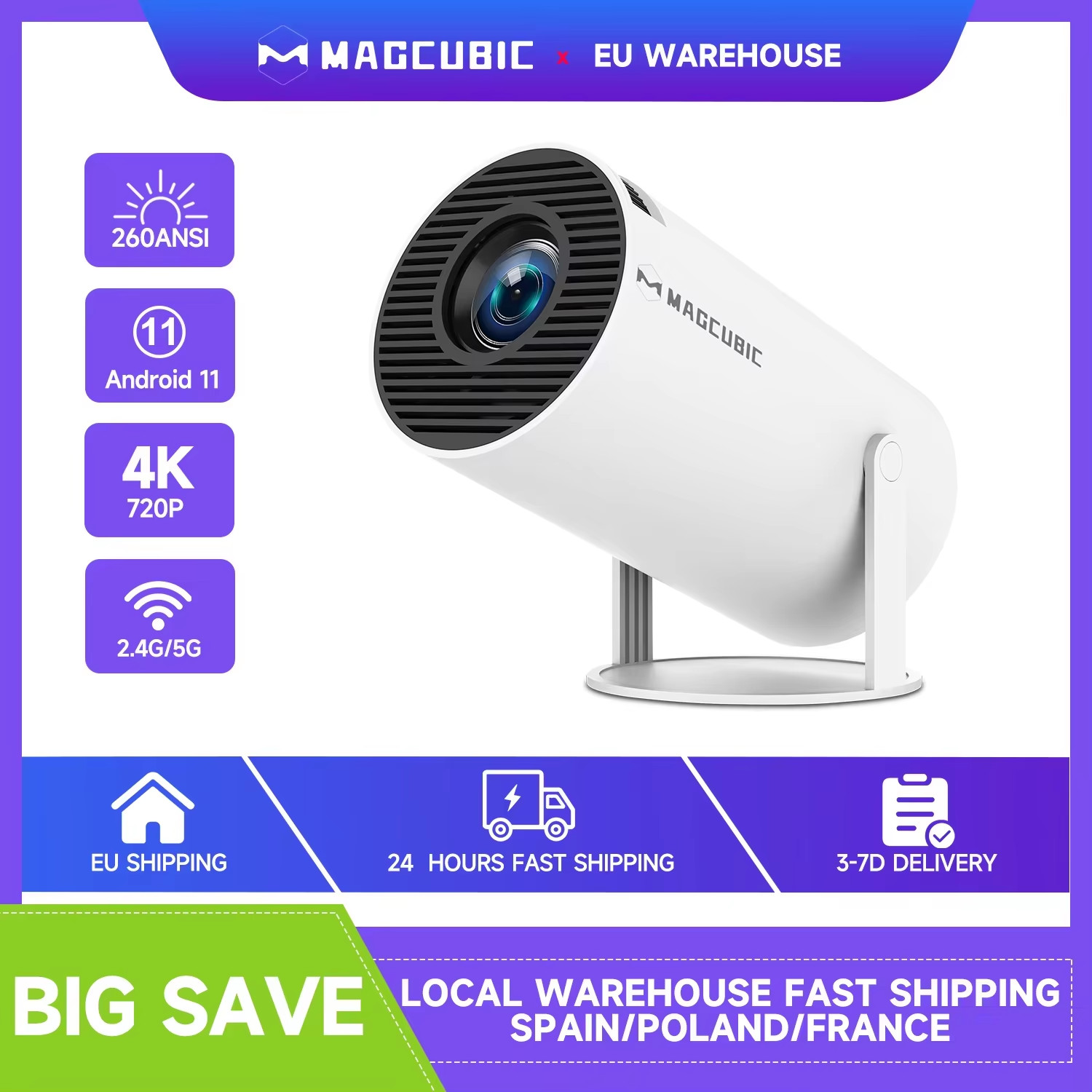 Mini Proyector Portátil HD para Cine en Casa | Compatible 4K | Rotación 180°