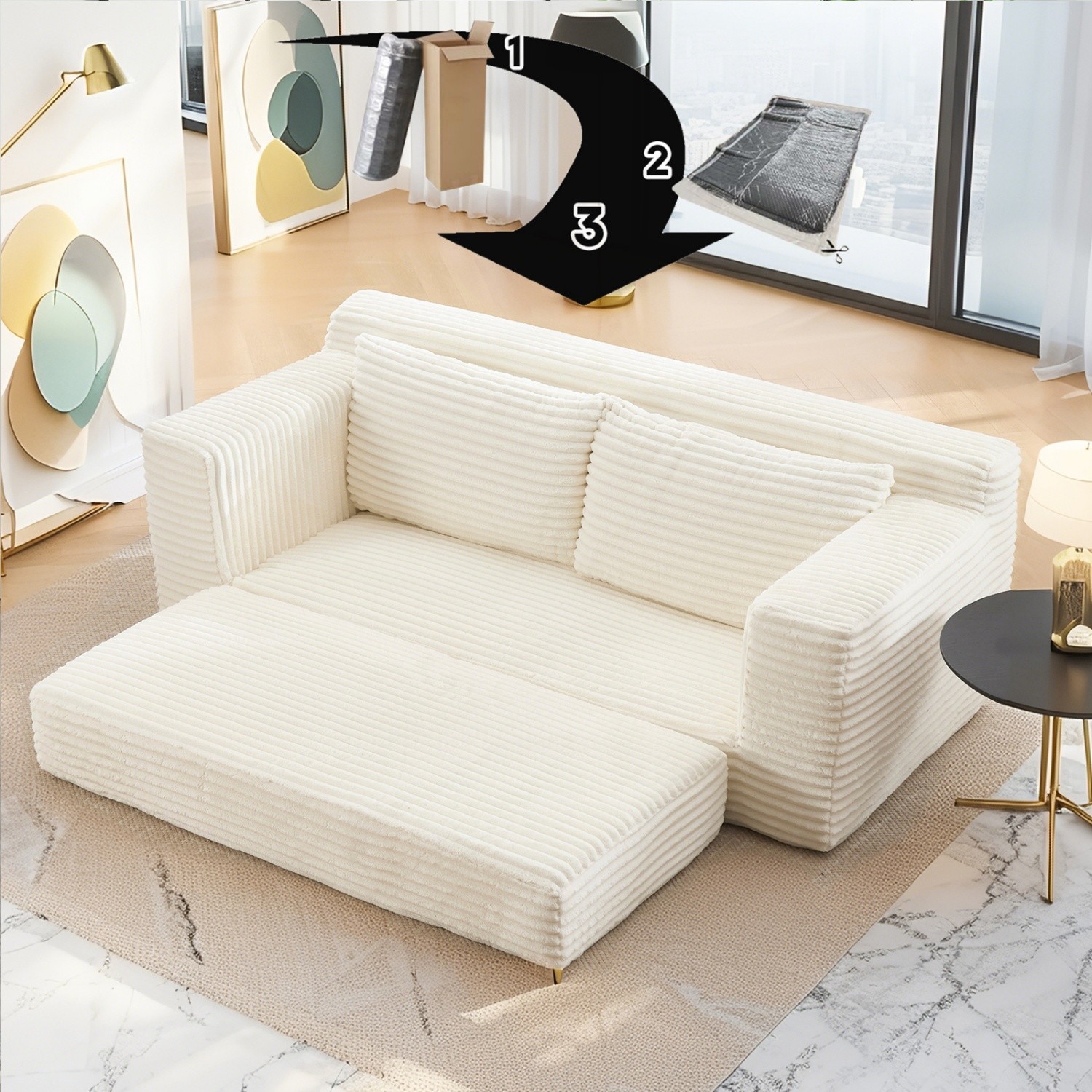 Convertible Sofa Bed Loveseat Sofa Couch 2-in-1 Multi-Functional Sleeper Sofa