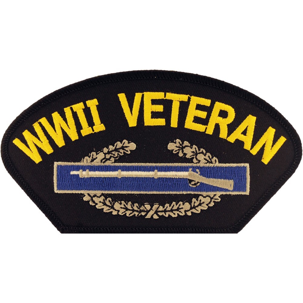 WWII VETERAN CIB Embroidered Hat Patch (5-1/4"x3") (1391)