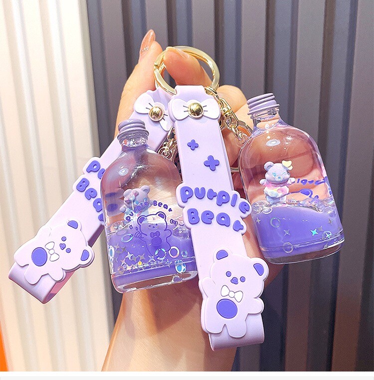 Cartoon  Bottle Keychains Handbag Bagpack  Floating Bottle Keyrings Best Gift