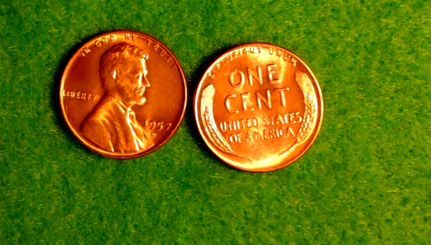 1957 - D    Lincoln  Wheat  Cent  BU    Red    Nice  US  Coin