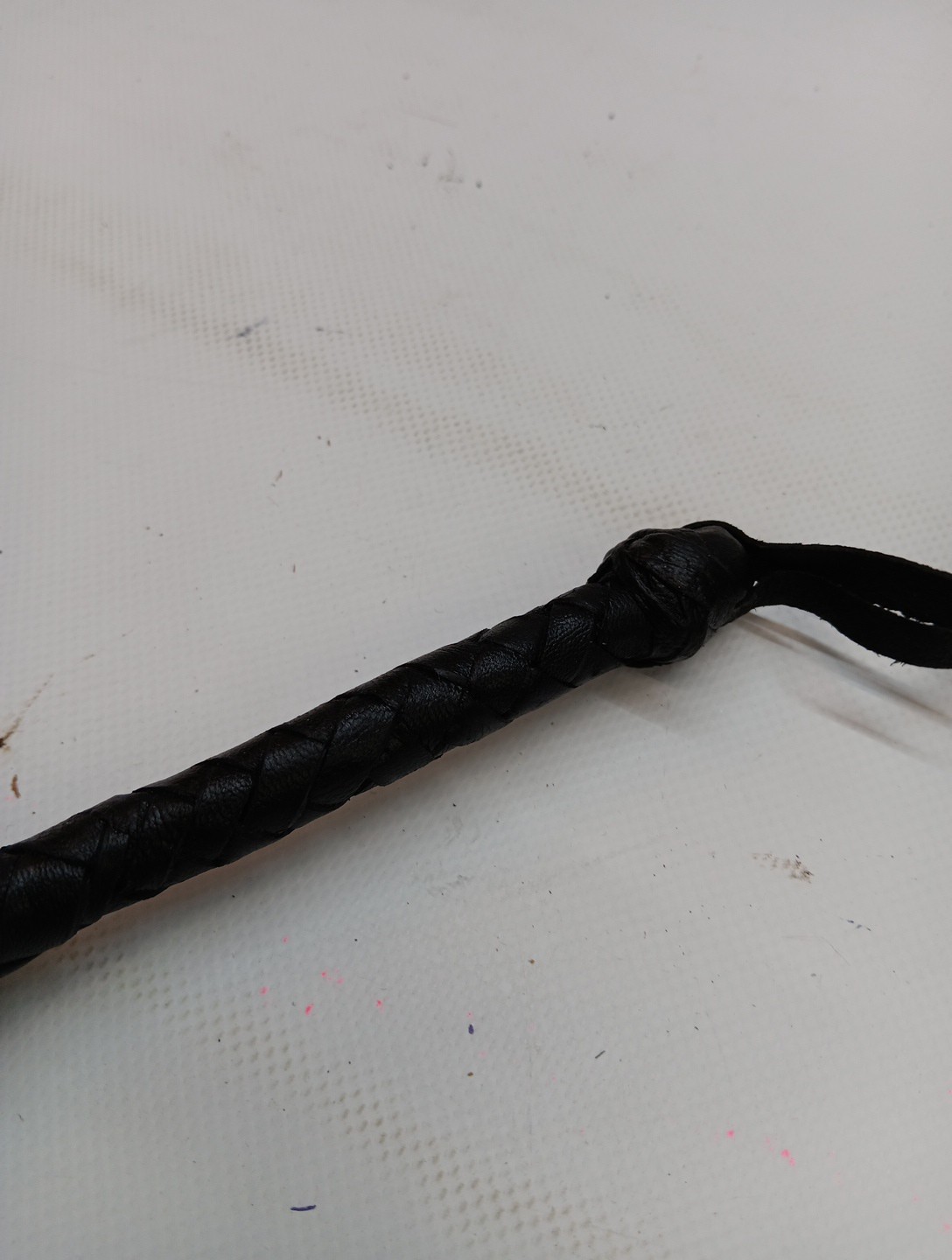 26" Black Leather Riding Crop With Wrist Strap