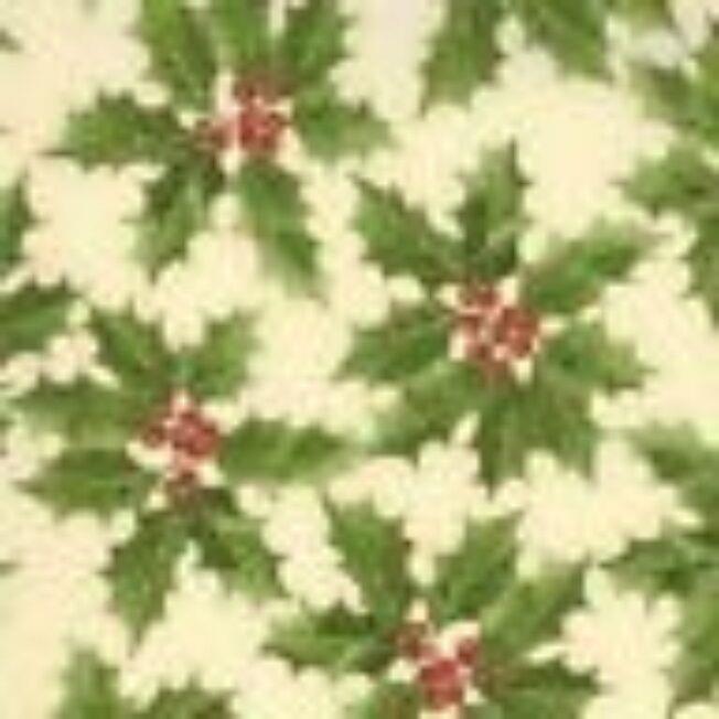 Moda Fabric ~Majestic Yule  Holly ~ 1 /2 yard ~   Ivory ~100% Cotton