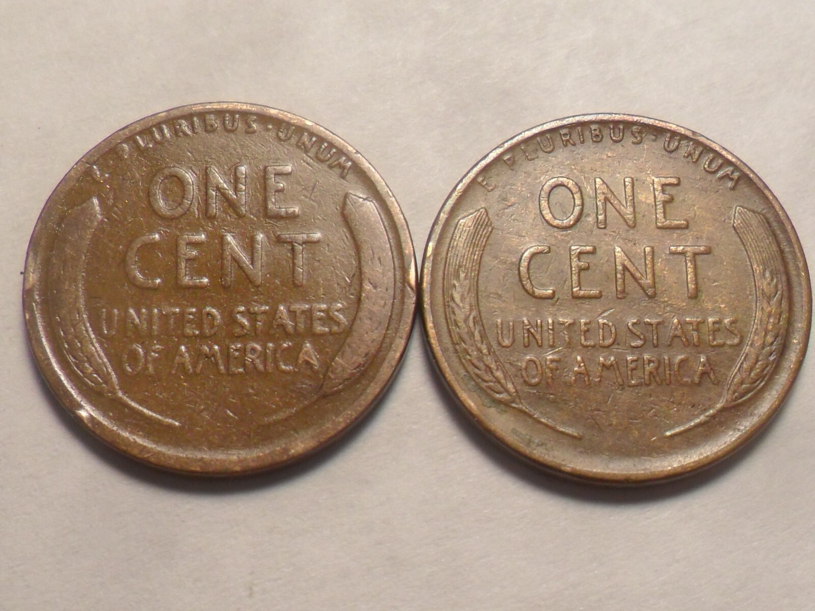 1917-P 1941-P NICE "MINT-MADE LAMINATION" LINCOLN WHEAT ERROR 2 PIECE SET!!