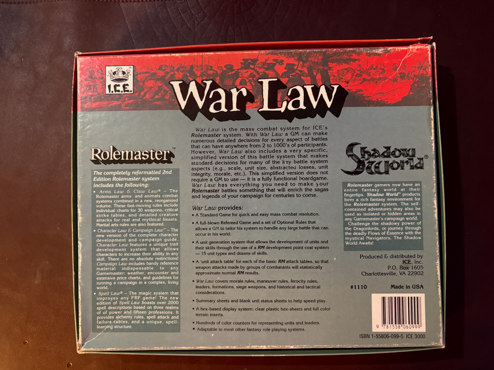 Rolemaster 2nd Ed War Law Boxed Set Unpunched
