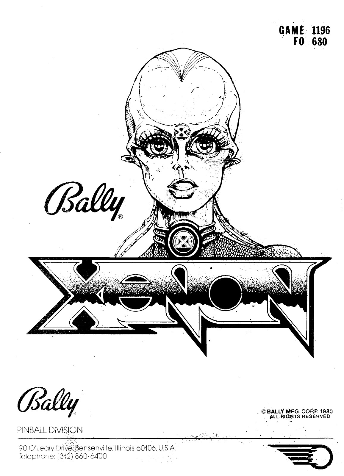 Bally Xenon Game 1196 Pinball Machine Operations Manual: 42 Pages Copy