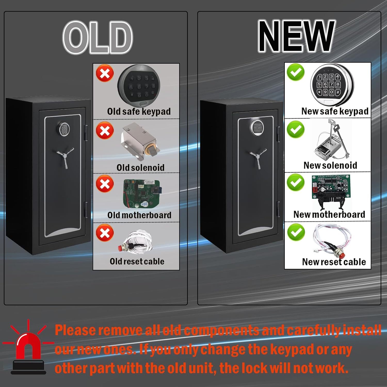 Gun Safe Lock Replacement Electronic Safe Lock with Solenoid Lock & 2 Keys