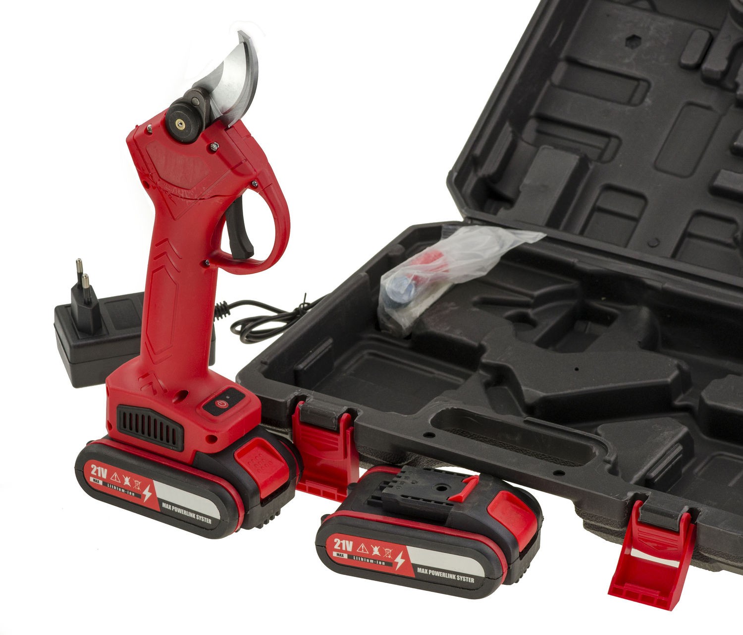 Sécateur a assistance électrique sans fil coupe 30mm fourni avec 2 batteries 21V