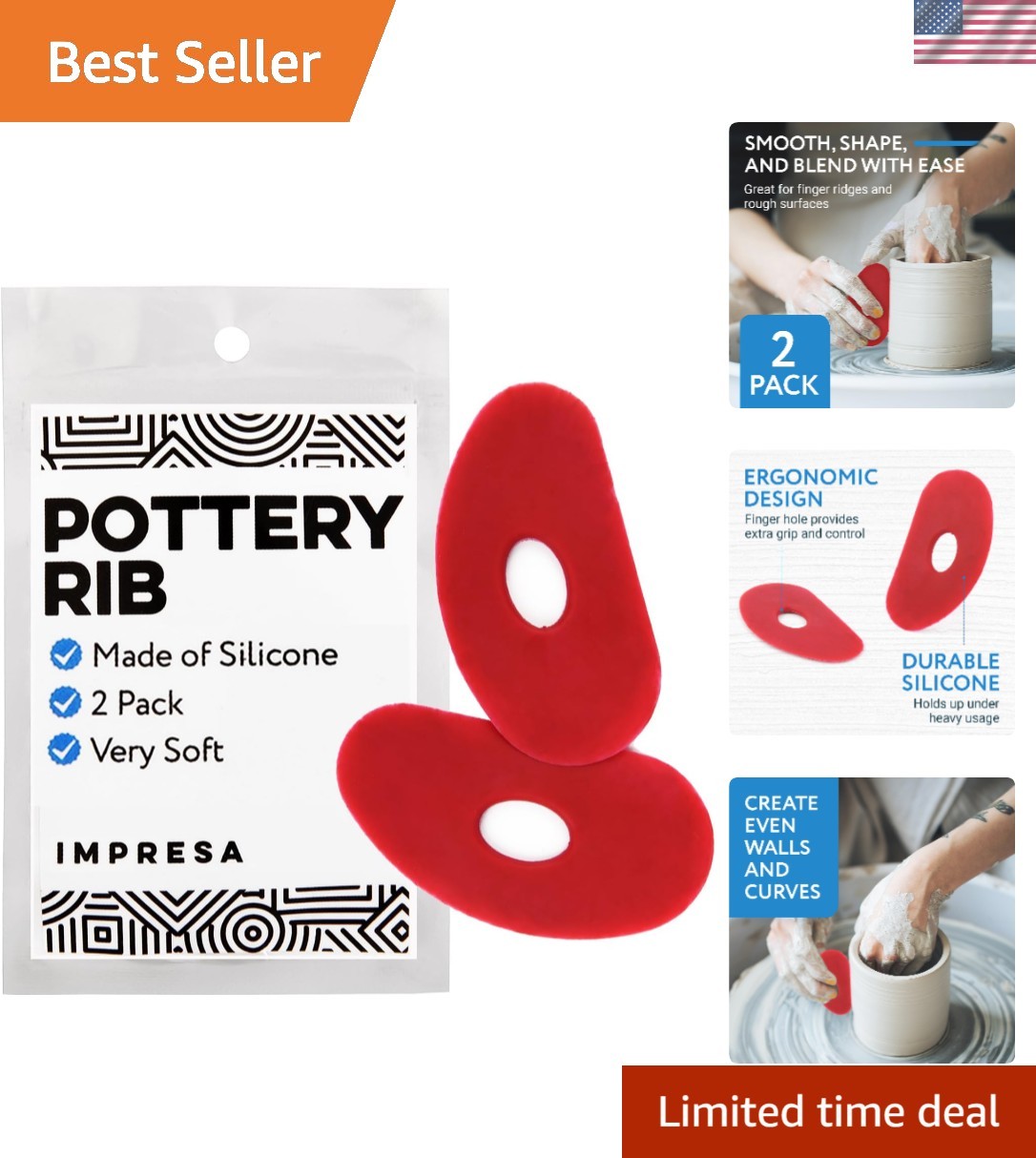 Versatile Red Silicone Clay Ribs - Perfect Pottery Smoothers for All Techniques
