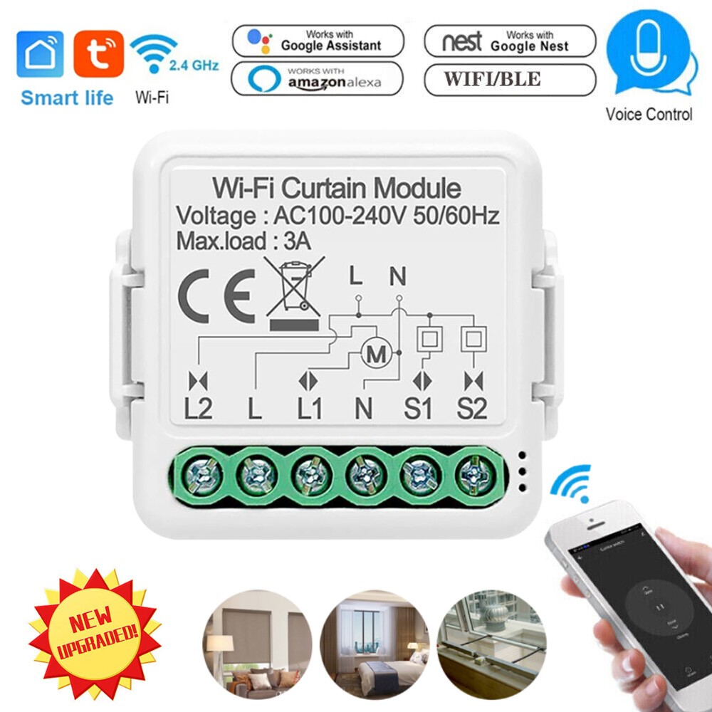 Smart WiFi Switch Curtain Blinds Module Roller Shutter Motor For Tuya Alexa US