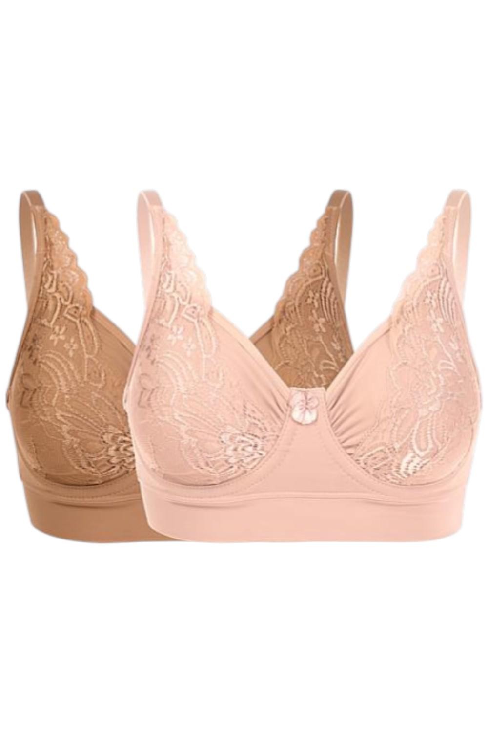 Rhonda Shear 2-pack Women's No Wire Underwire Bra Sienna/Pink Beige