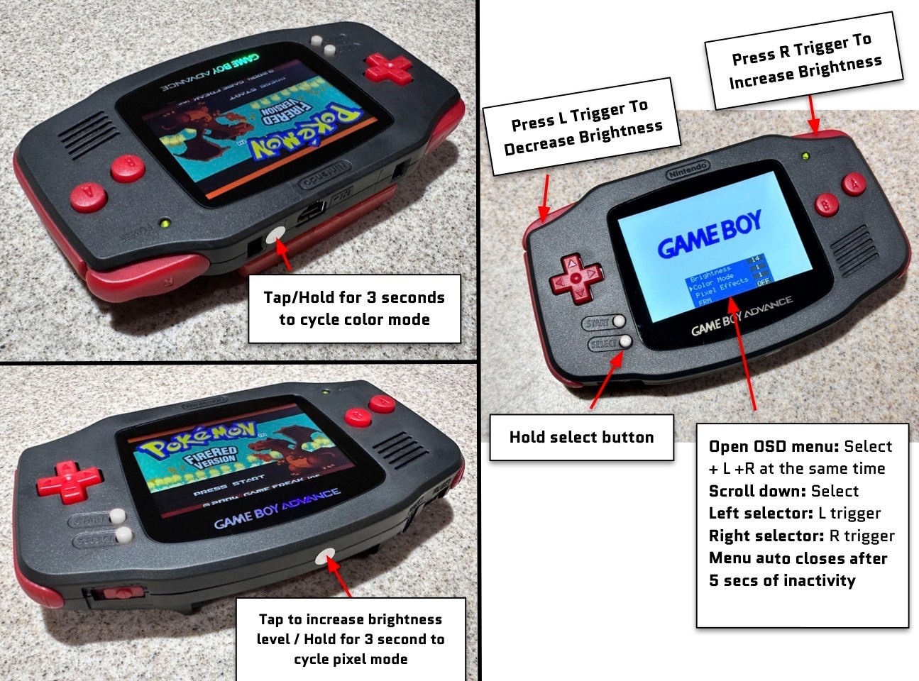 Nintendo Game Boy Advance GBA White System 101 V5 IPS LCD Backlit BRIGHTER