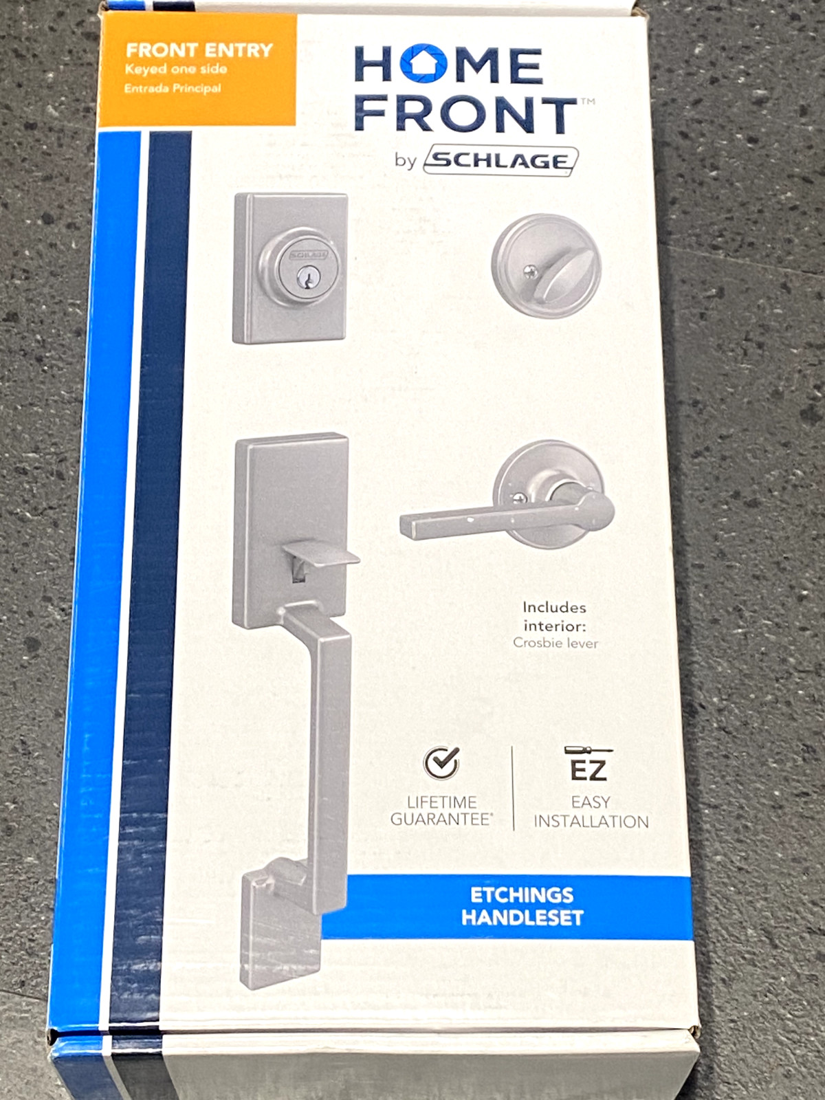Satin Nickel Single-Cylinder Deadbolt Keyed Entry Door Handleset by Sclhage
