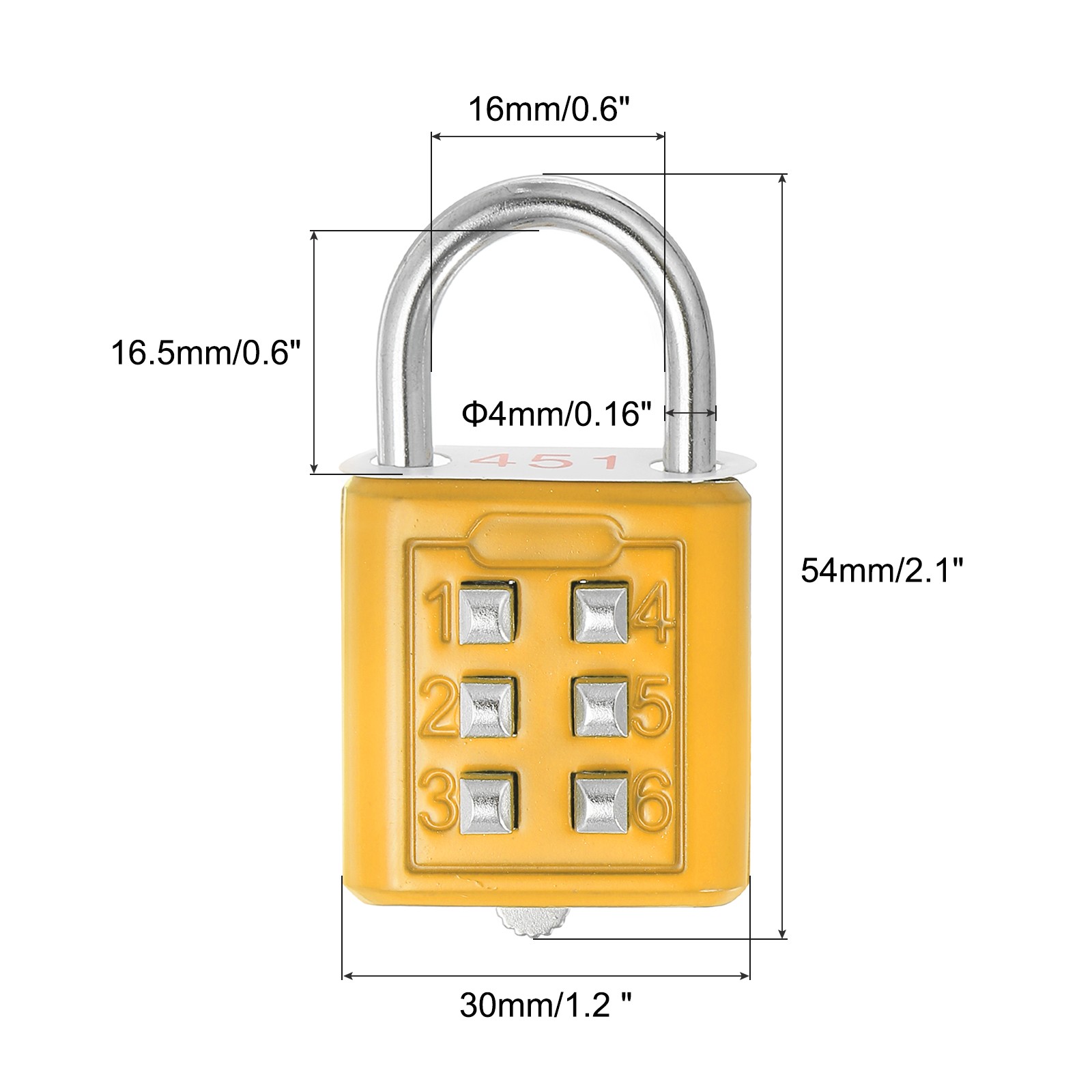 6 Digit Button Combination Padlock 2pack 3 Digit Locking Mechanism Lock Yellow
