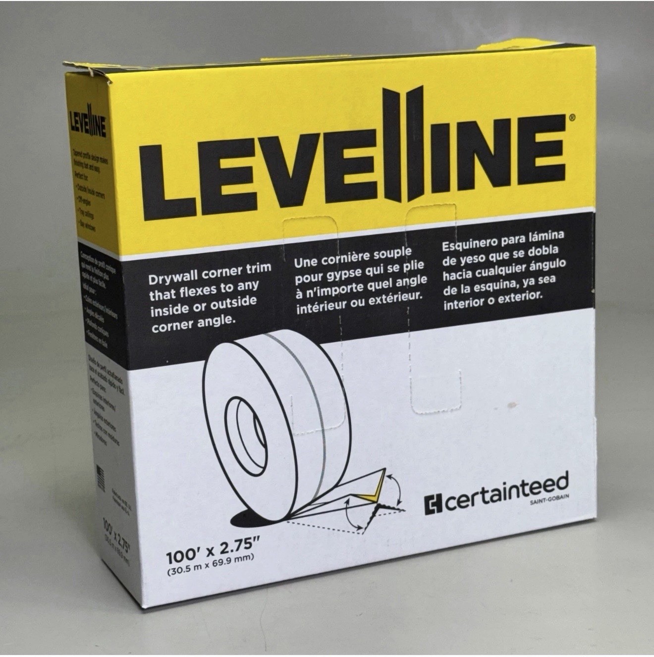 LEVELLINE 1 Roll Drywall Corner Tape Sz 100’ x 2.75” White