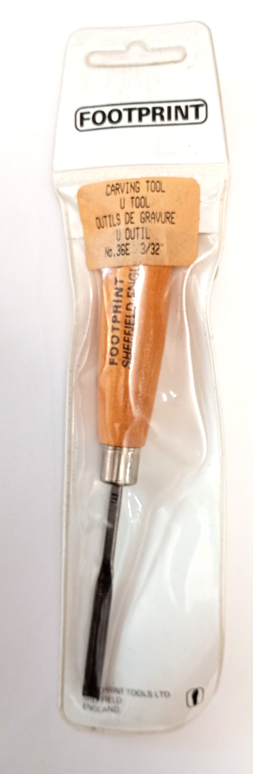 NEW Footprint Wood Carving U Tool #36E 3/32" Sheffield England. 6.5" Sealed