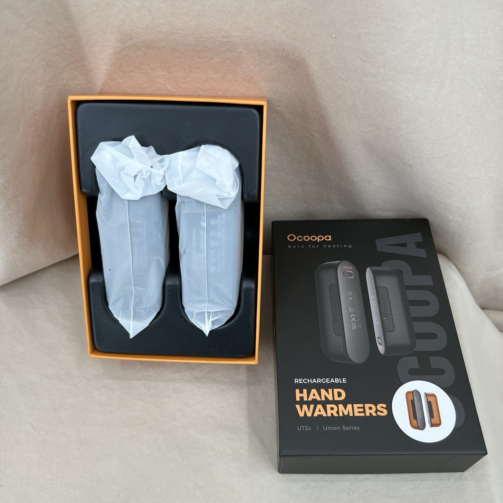 Ocoopa Rechargeable Hand Warmers Orange Black Union Series Magnetic 4 Settings