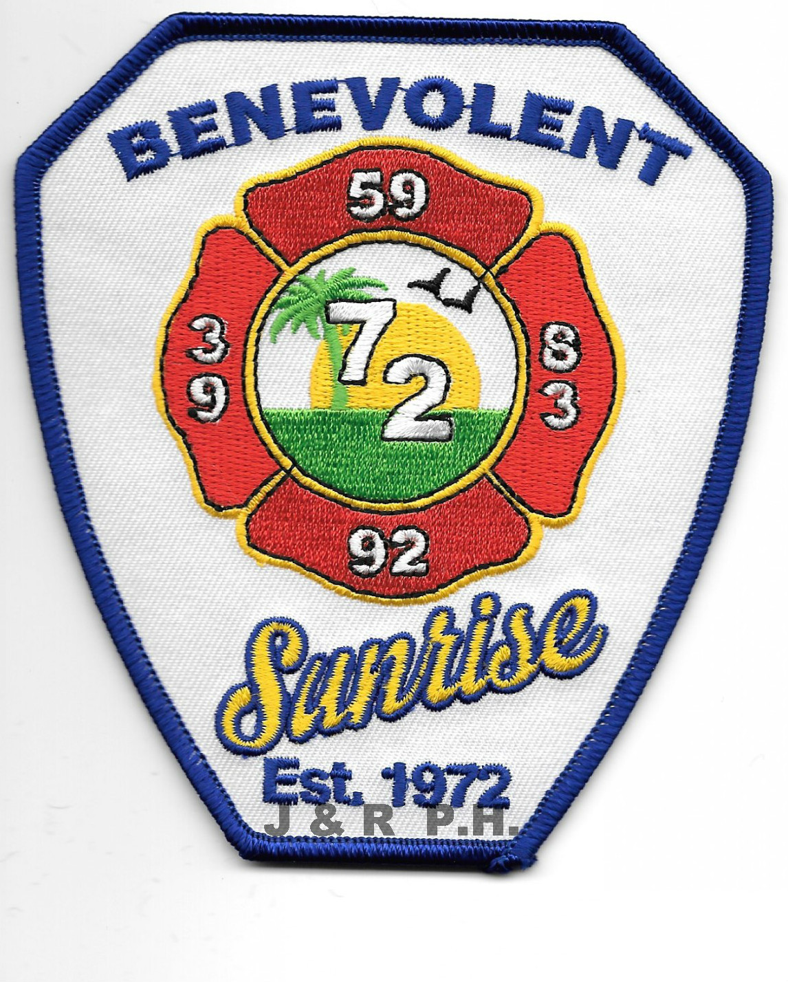 Sunrise  Stations 39-59-83-92 "Benevolent", Florida  (4" x 4.5") fire patch