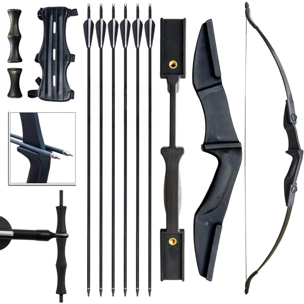 57" Takedown Recurve Bow & 30" Arrows Set with Archery Hunting Accessories Kit