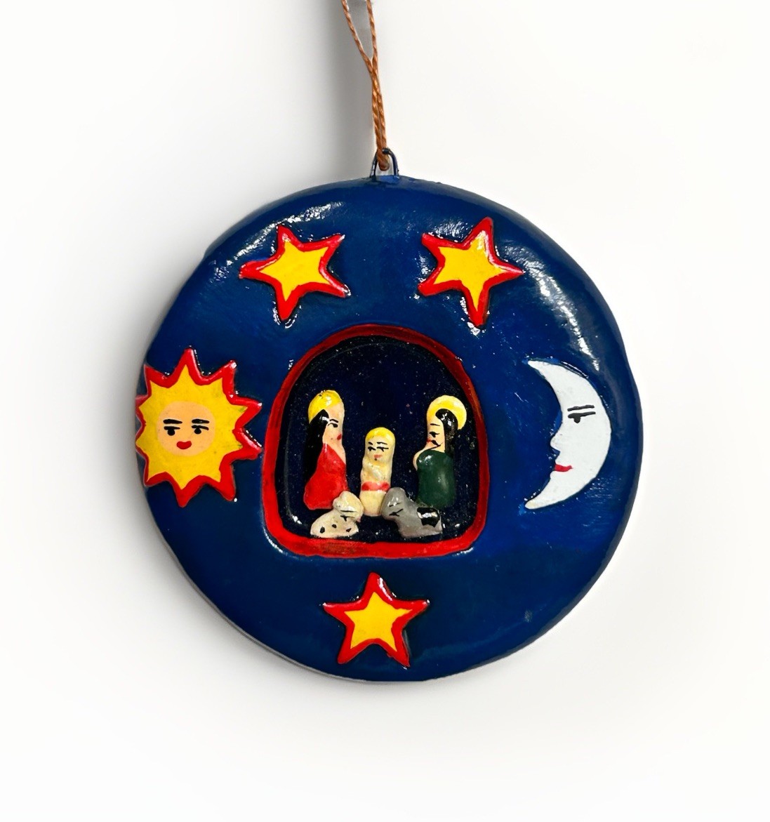 Vintage Peruvian Retalbo Handmade Folk Art Nativity Ornament, 10,000 Villages