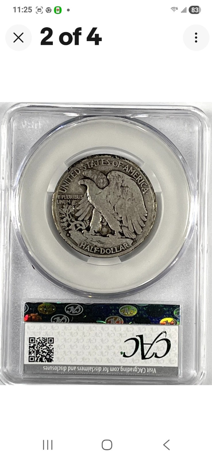 1928-S Walking Half Dollar : CAC VG10