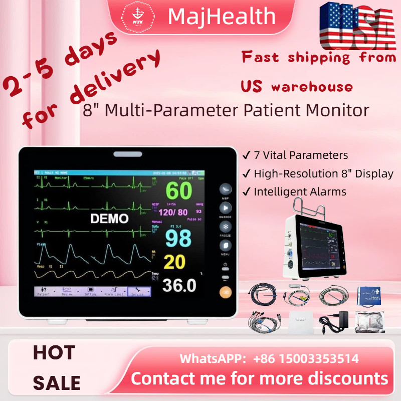 Multi-Parameter Patient Monitor with 8" Screen-Vital Signs Monitor for Hospital