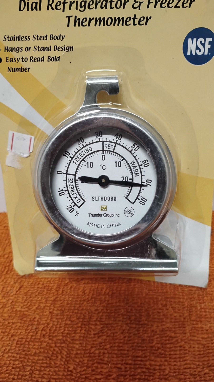 Thunder Group SLTHD080 (S.S) Dial Refrigerator Freezer Thermometer Temperature .