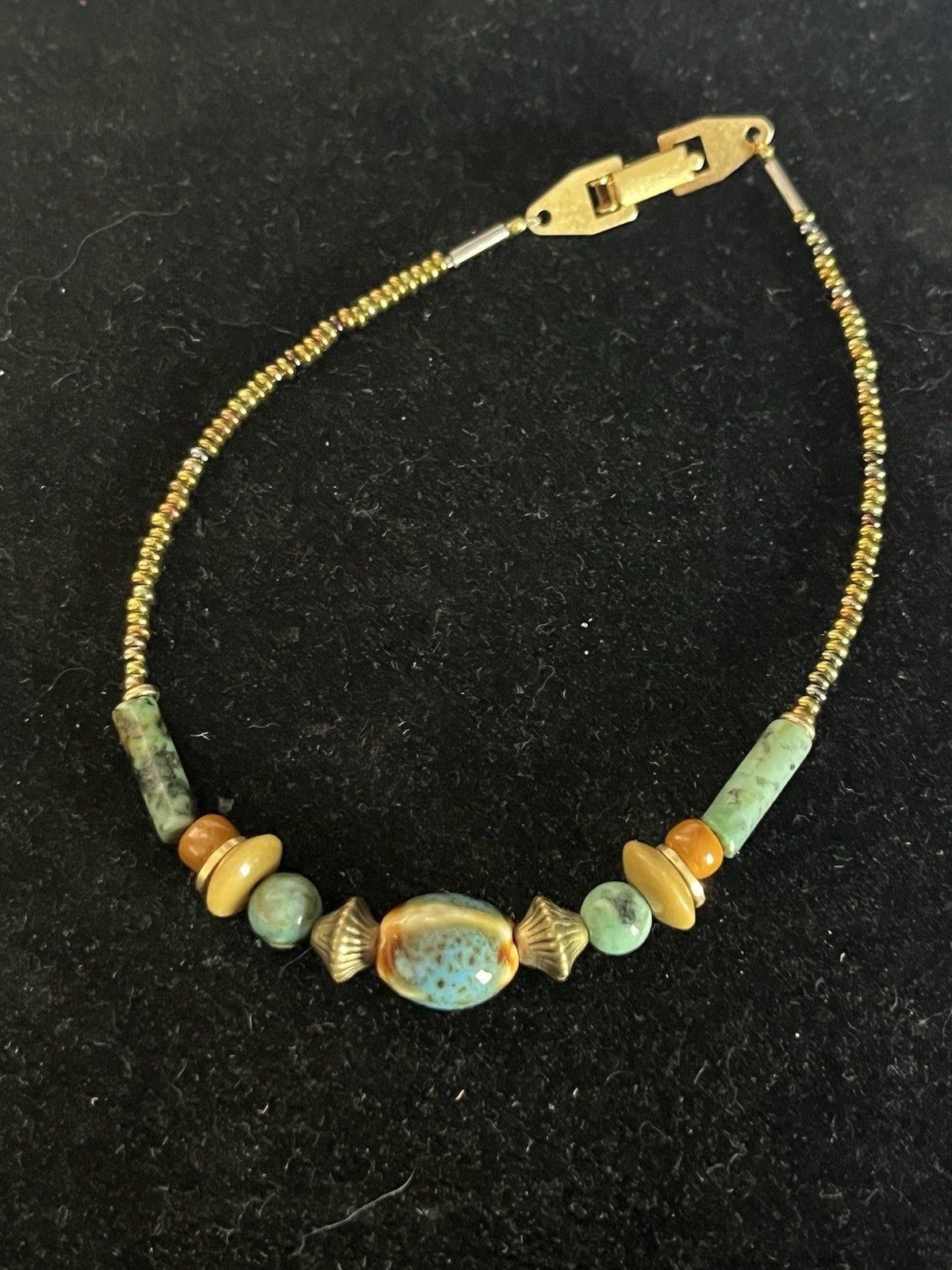 Large Ceramic And Acrylic Bead Bracelet With Foldover Clasp