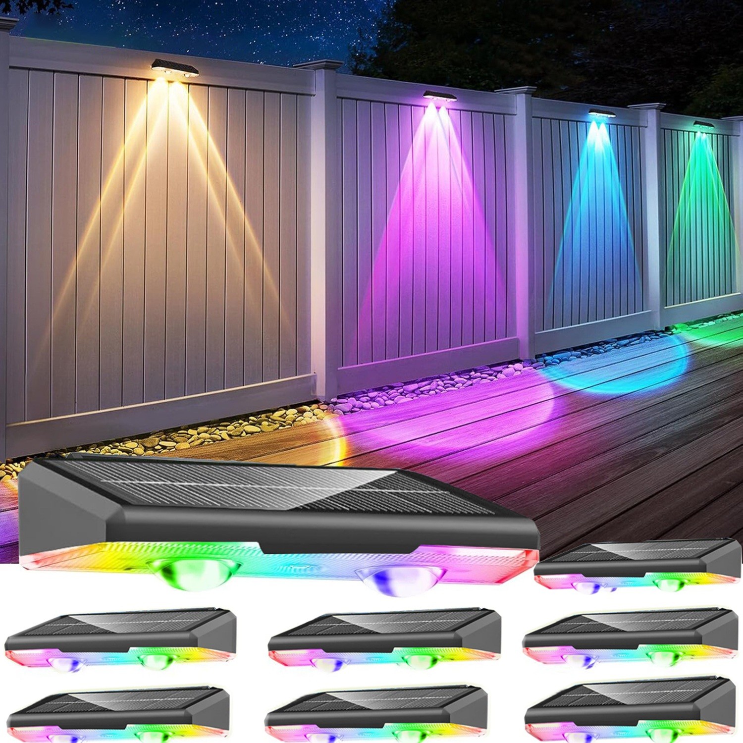 1-8PK LED Solar Power Fence Lights Deck Door Wall Stair Step Outdoor Garden Lamp