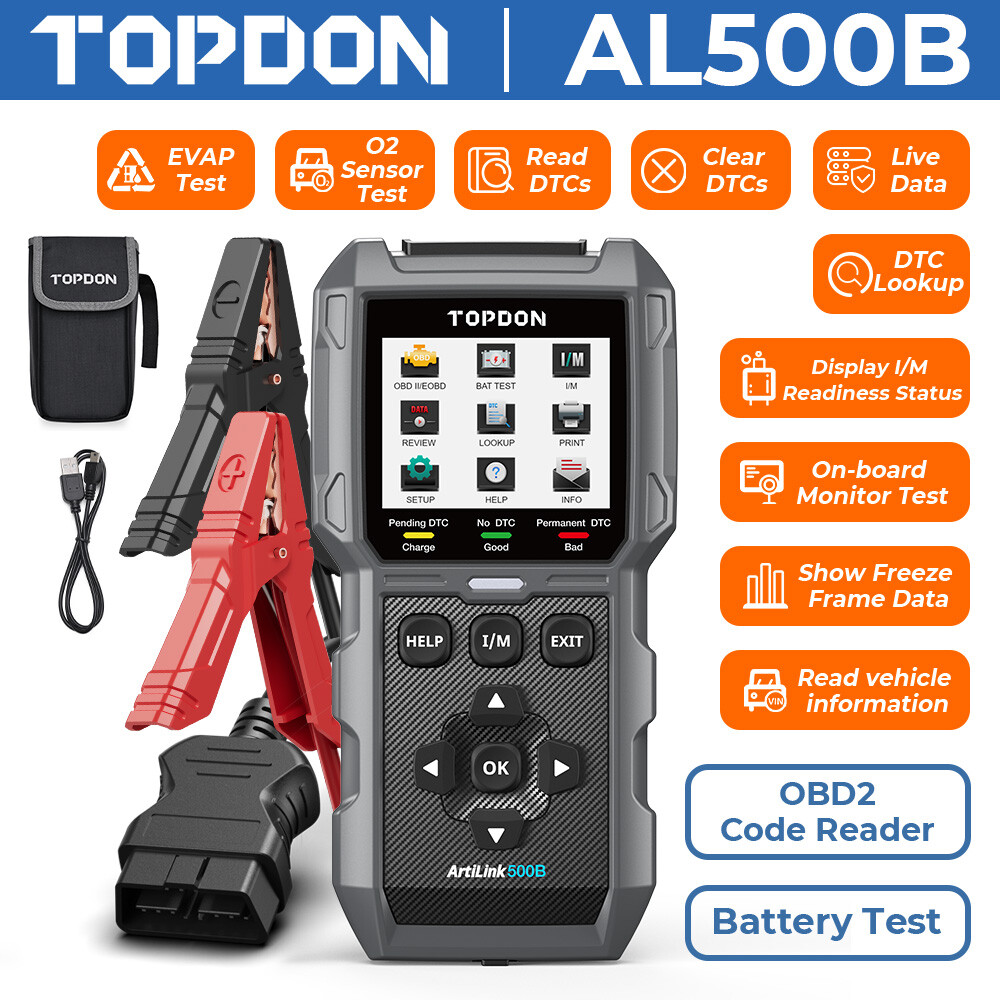 TOPDON AL500B Car Code Reader Diagnostic Tool OBD2 Scanner & Auto Battery Tester