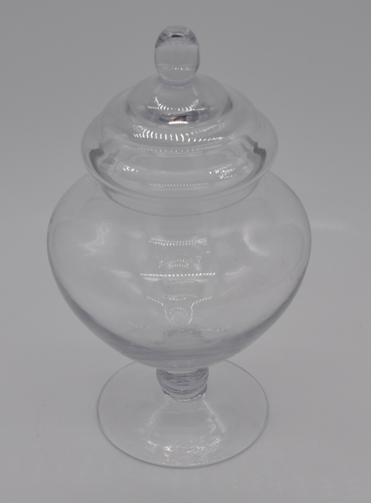 Vintage Round Candy Dish With Lid Beautiful Glass Unique Design 9 X 6 X 6"