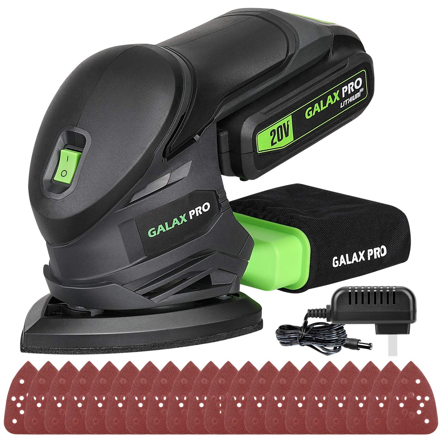 Cordless Detail Sander 20V, 20Pcs Sandpapers,12000 RPM Sanders with Dust Coll